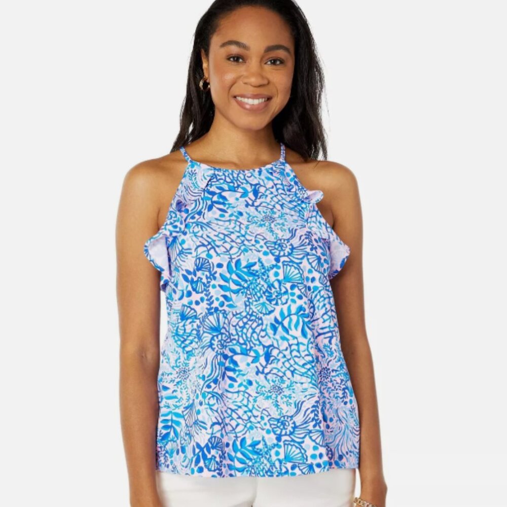 NWT Lilly Pulitzer, Billie Top, Calla Lilly Pink High Tide Good Vibes